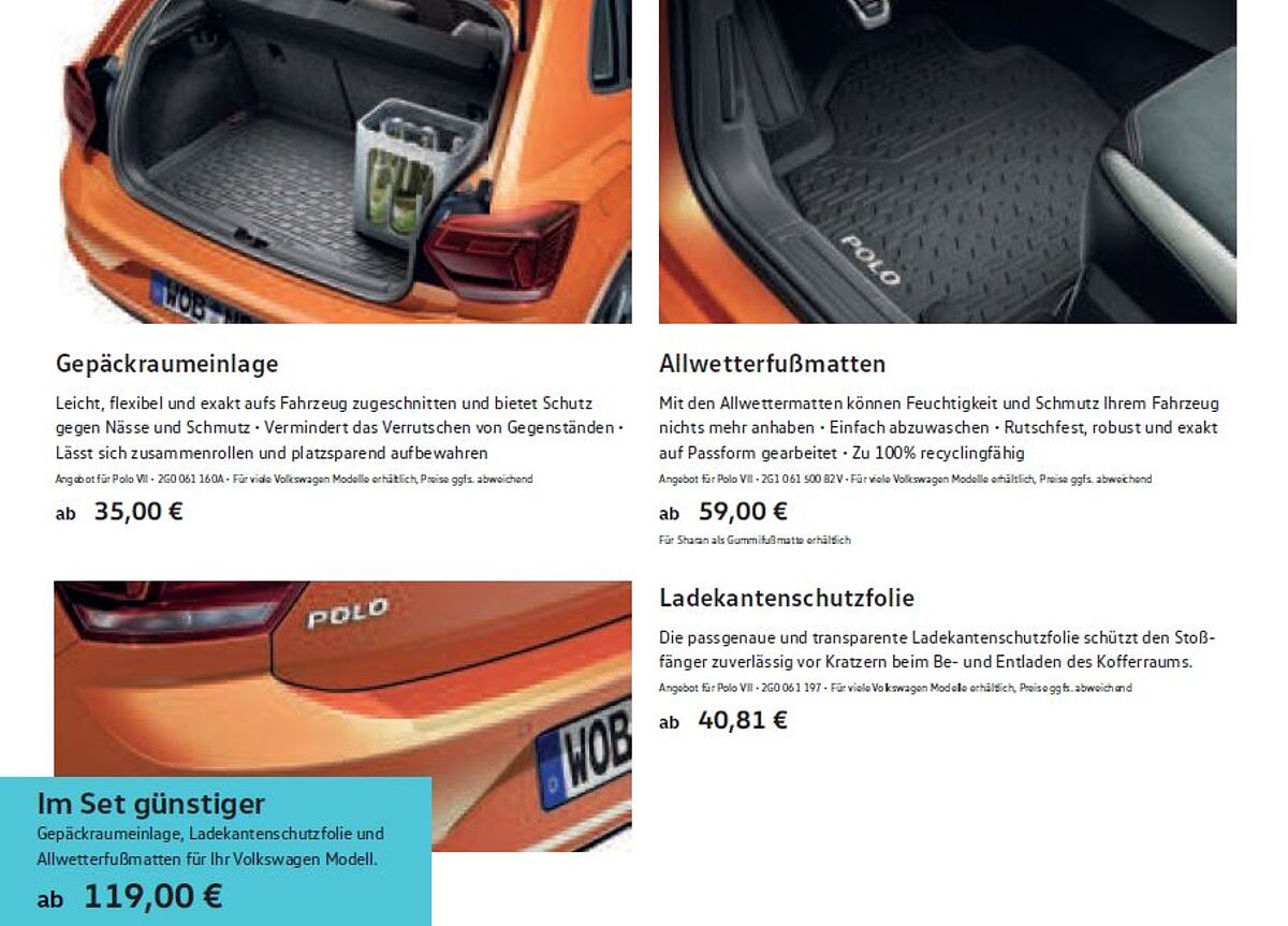 VW - Kofferraumeinlage ab 35.- Euro