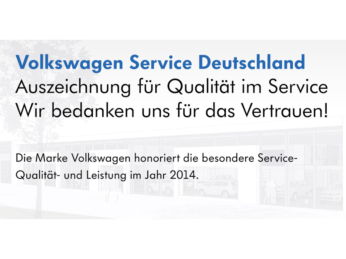 Volkswagen Service Deutschland Auszeichnung für Qualität im Service. error_file_does_not_exist